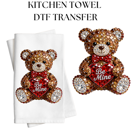 Rhinestone Bear Kitchen Towel DTF Transfer