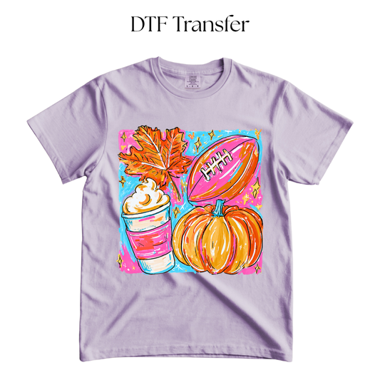 Pink Fall Football DTF Transfer