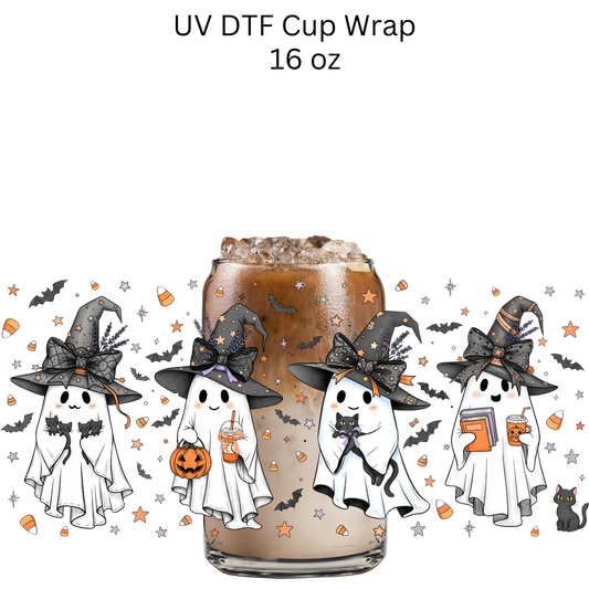 4 Halloween Ghosts UV DTF Cup Wrap