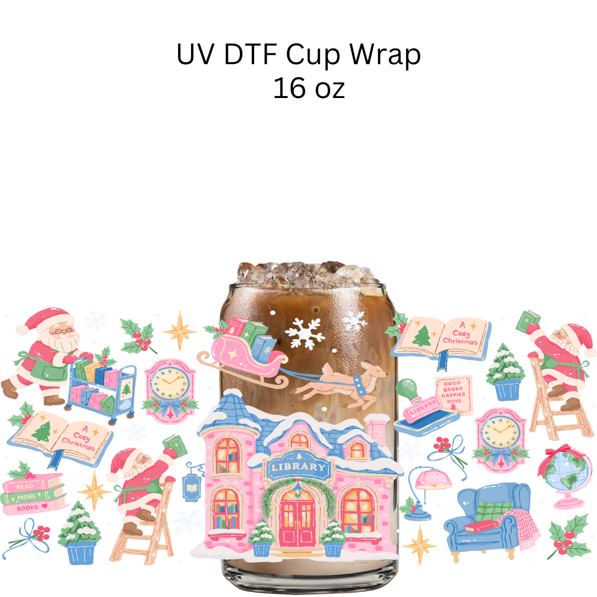 Santas Library DTF Cup Wrap