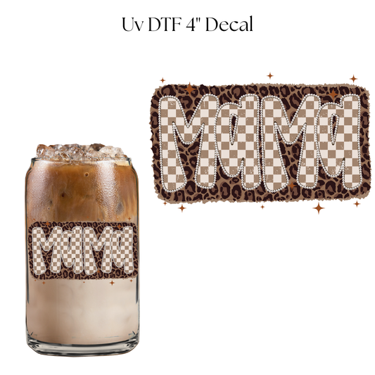 Cheetah Checkered Mama 4” UV DTF Cup Decal