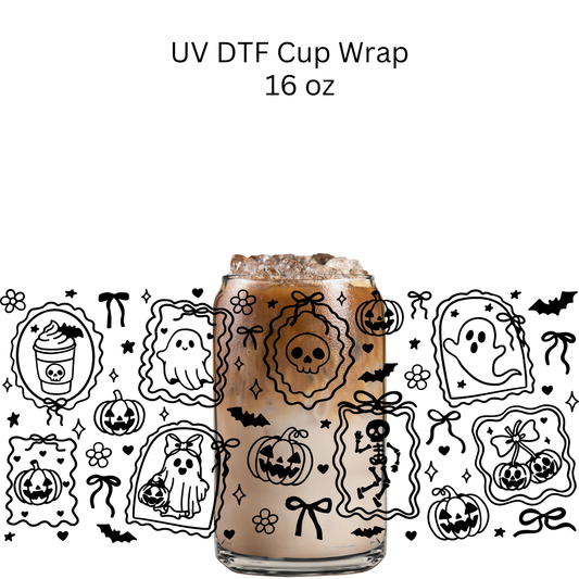 Black Halloween Frames UV DTF Cup Wrap