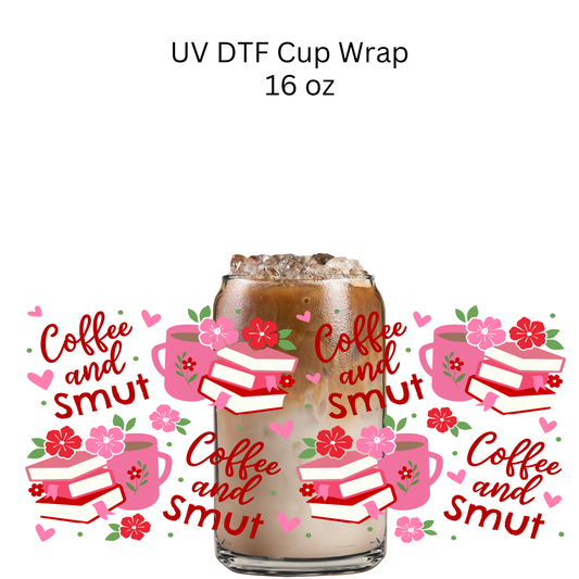 Coffee and Smut Red and Pink UV DTF Cup Wrap