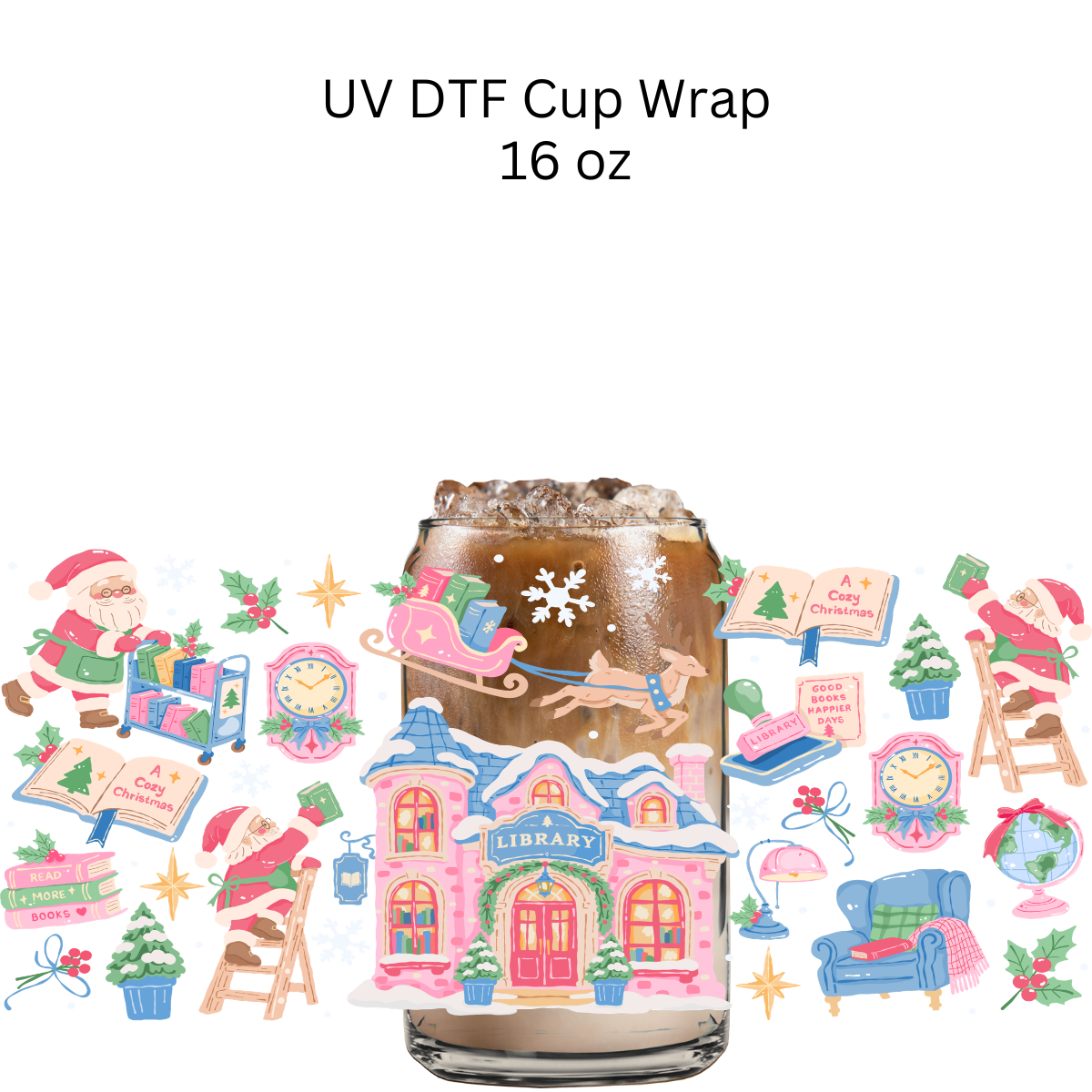 The Christmas Library UV DTF Cup Wrap