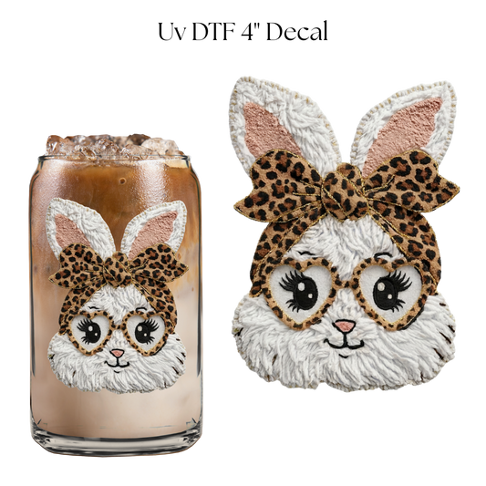 White Bunny Faux Yarn 4” UV DTF Decal