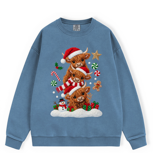 Christmas Cows Faux Yarn DTF Transfer