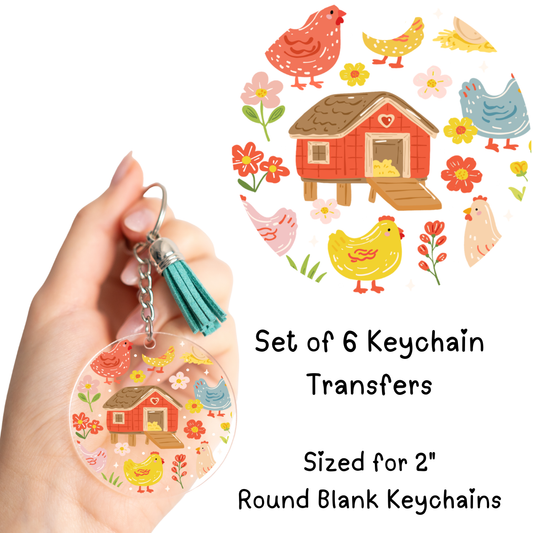 Chicken Coop Round Keychain Transfer