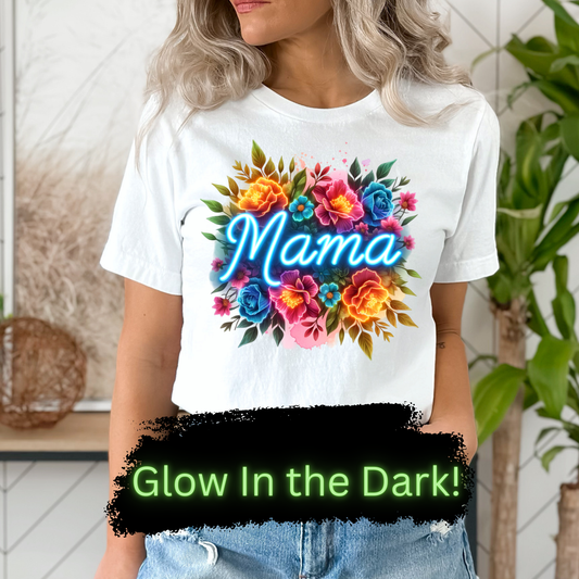 Floral MAMA DTF Transfer GLOW IN THE DARK