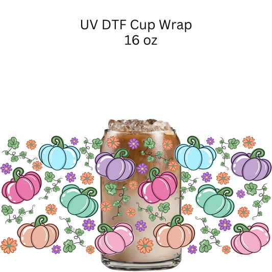 Colorful Pumpkins UV DTF Cup Wrap