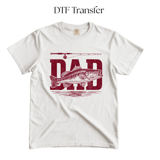 Dad Fish Burgundy Single Color DTF Transfer