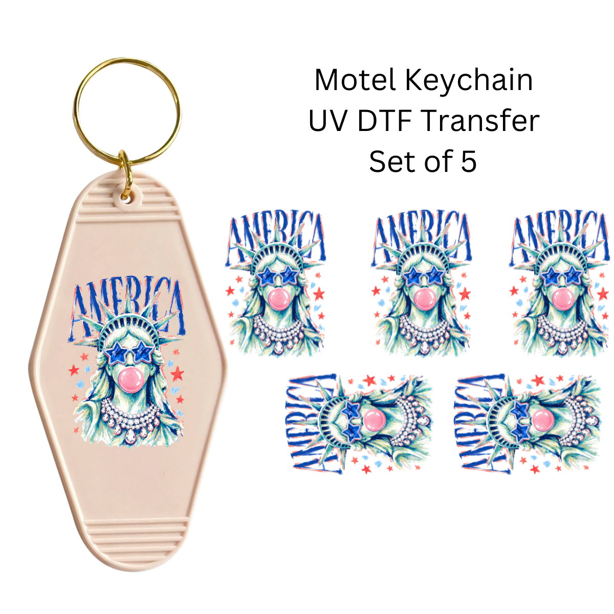Lady Liberty Set of 5 Keychain Transfers