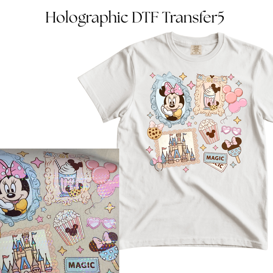 HOLOGRAPHIC Girl Mouse Frames DTF Transfer