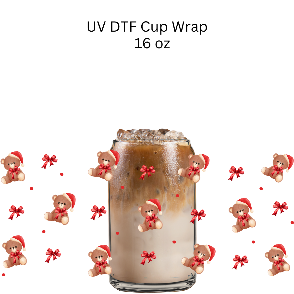 Bears and Red Bows UV DTF Cup Wrap