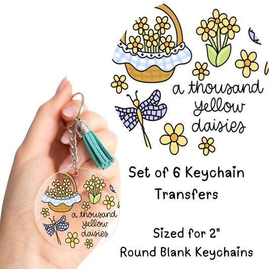 A Thousand Yellow Daisies  Round Keychain Transfer