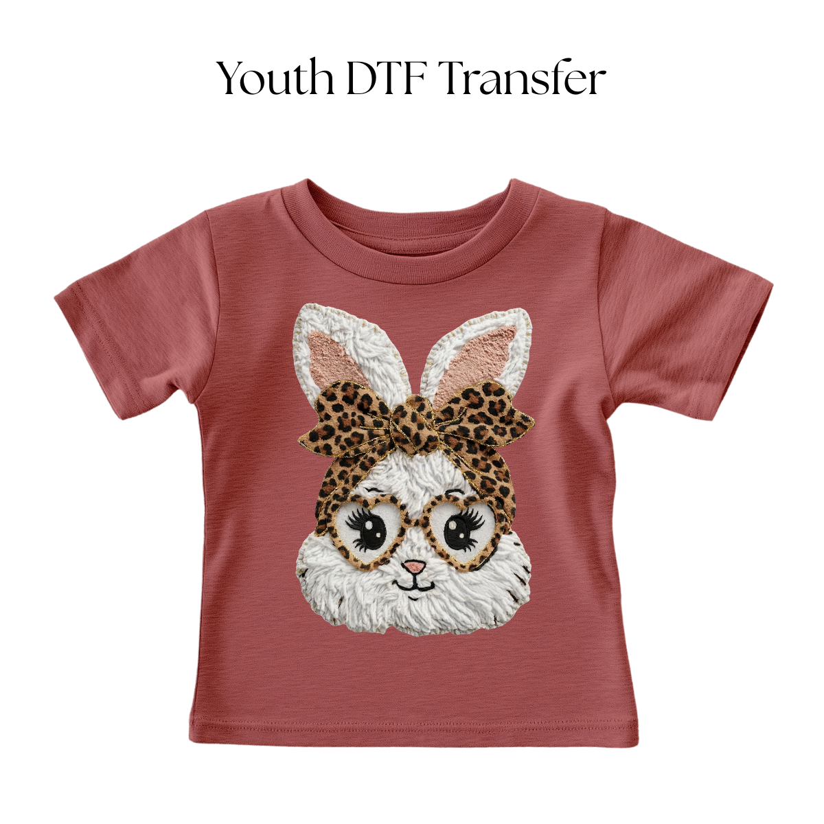 YOUTH White Bunny Faux Yarn DTF Transfer