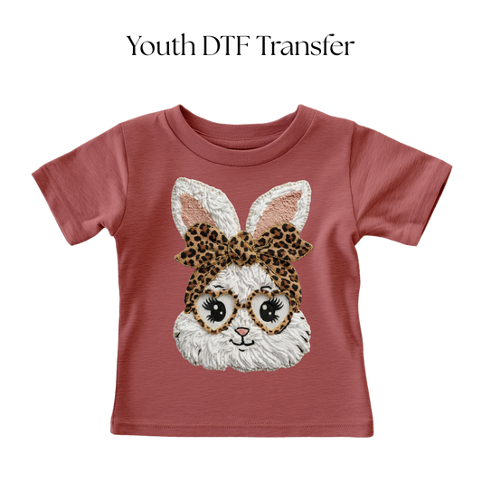 YOUTH White Bunny Faux Yarn DTF Transfer