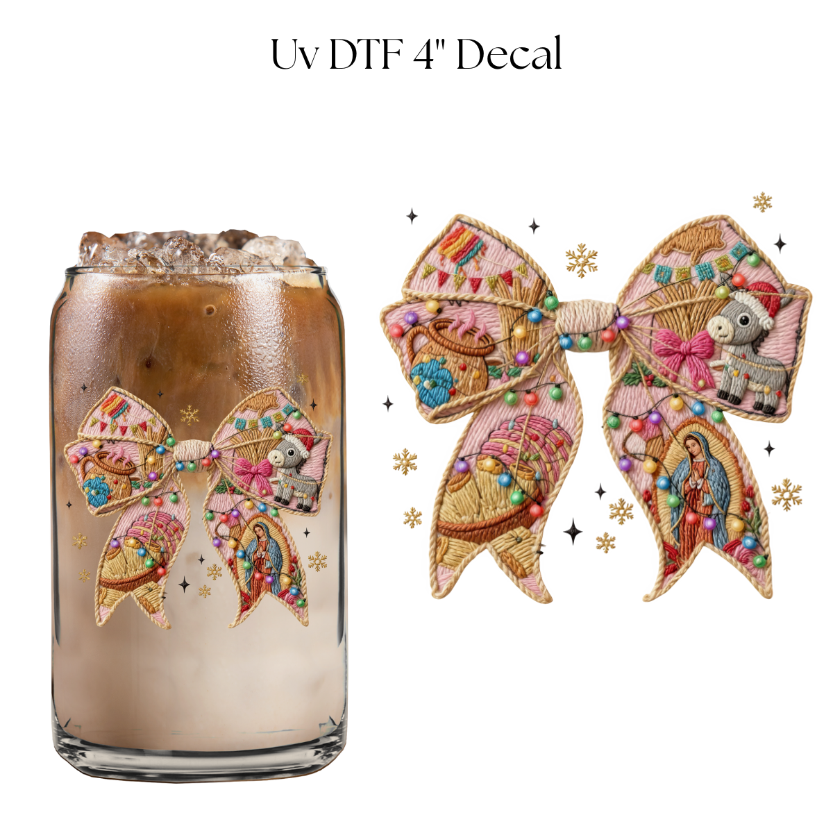 Christmas Bow 4” UV DTF Decal