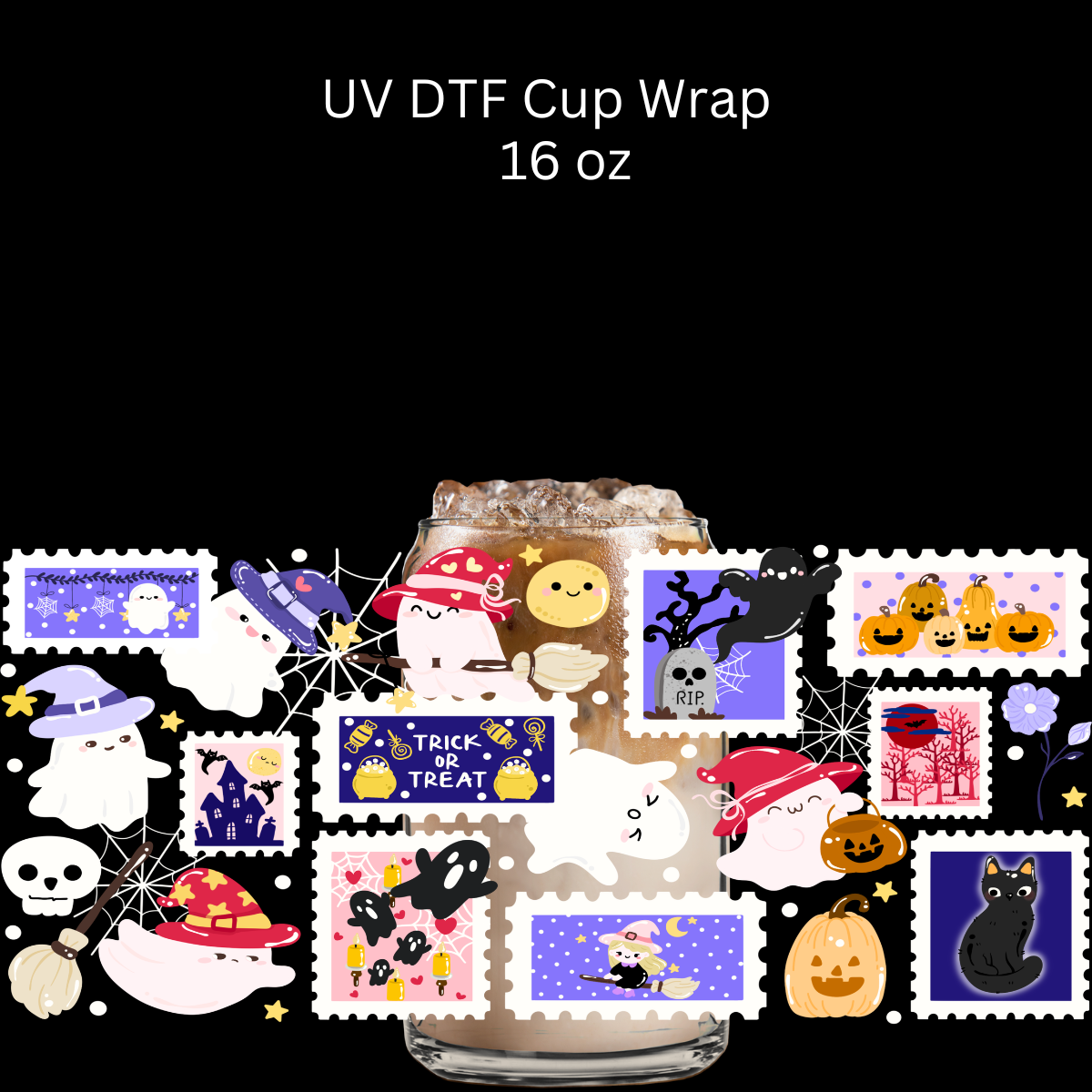 Trick or Treat Ghosties UV DTF Cup Wrap