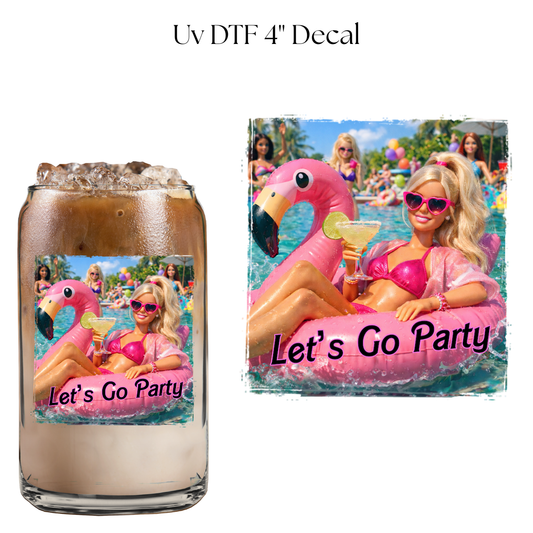 Barb Let’s go Party 4” UV DTF Cup Decal