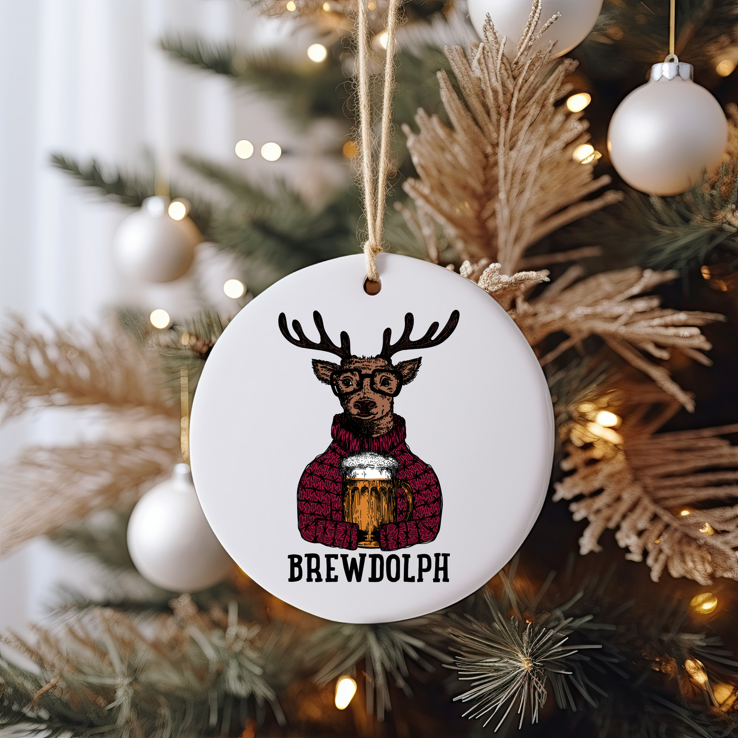 Brewdolph Ornament Size UV DTF DOUBLE SIDED