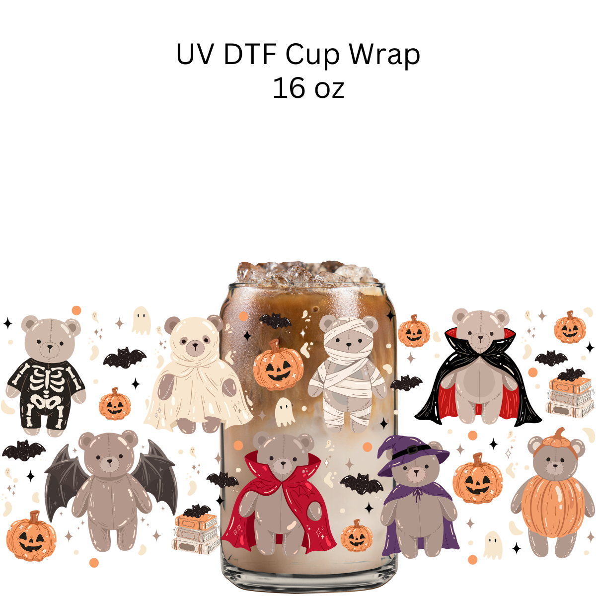 Teddy Bears Halloween UV DTF Cup Wrap