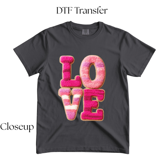 LOVE Faux Chenille DTF Transfer