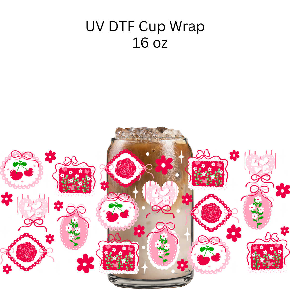 Red Valentine Things UV DTF Cup Wrap