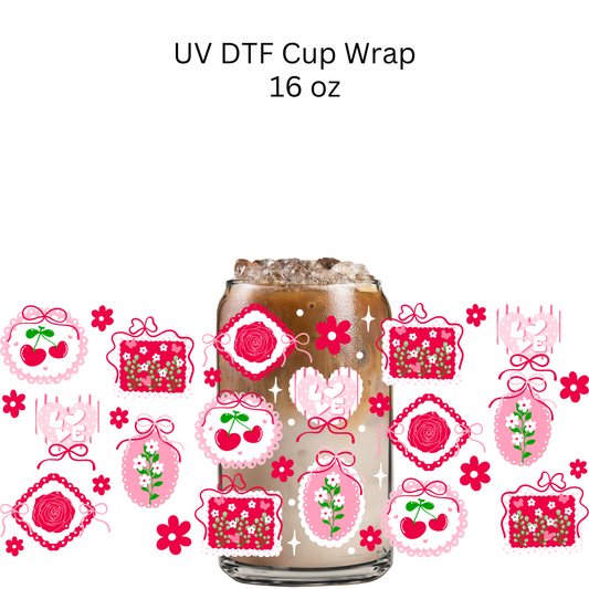 Red Valentine Things UV DTF Cup Wrap