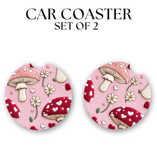 Pink Mushrooms Coaster UV DTF Transfer