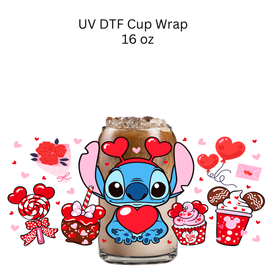 Blue Alien Enchanted Valentine Snacks UV DTF Cup Wrap