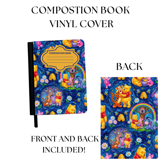 Blue Bear Composition Notebook Vinyl Cover UV PRINTED