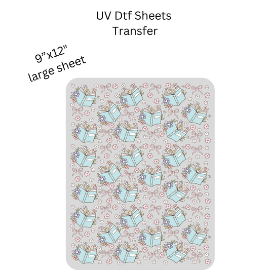 Blue Book Flowers UV DTF SHEET