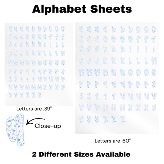 Light Blue Floral Alphabet UV WRAP (TWO different Sizes)