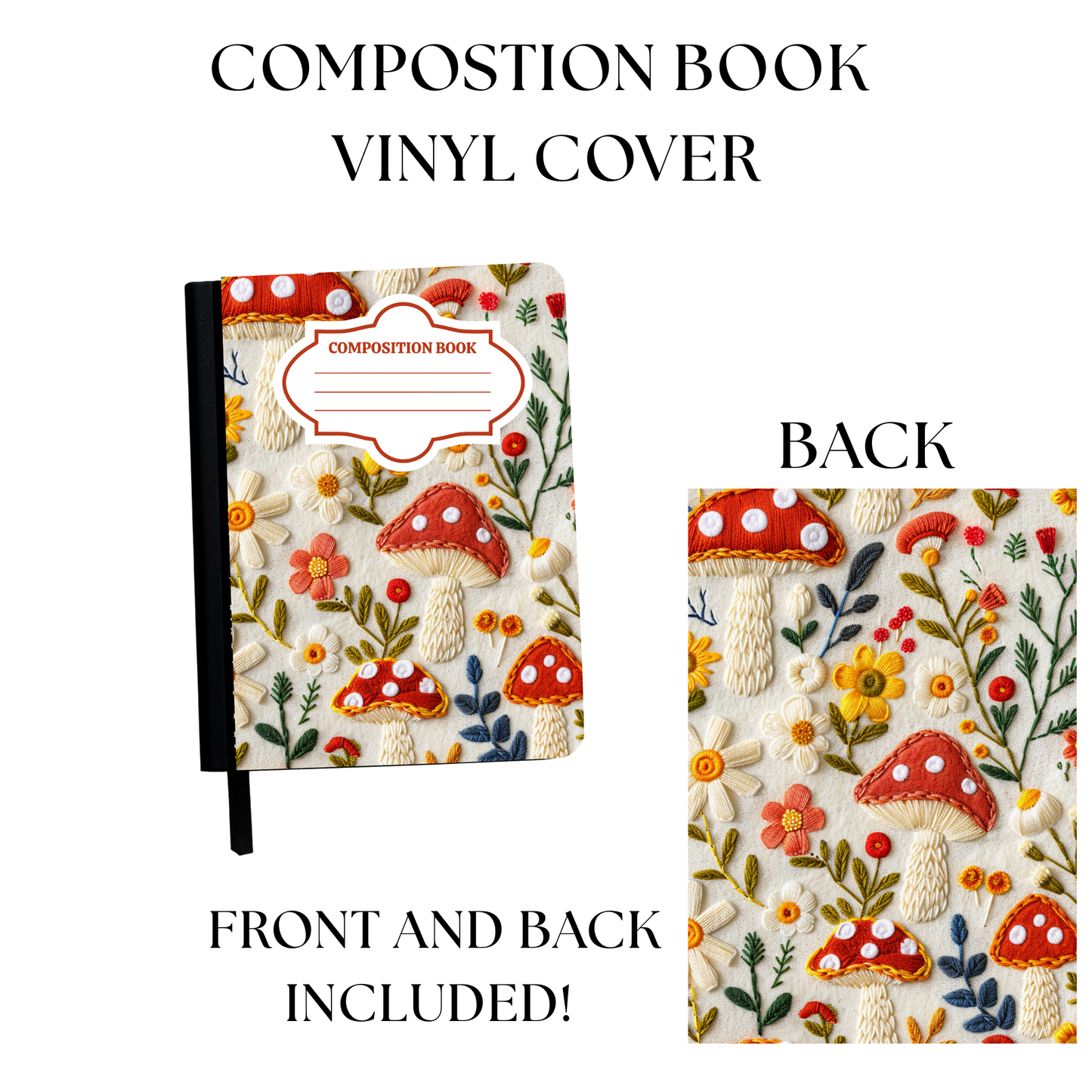 Floral Mushrooms Composition Notebook Vinyl Cover