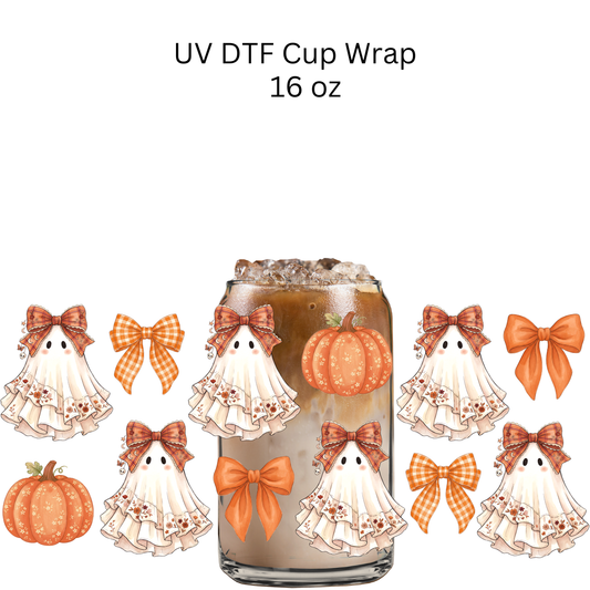 Fall Bows and Ghosties UV DTF Cup Wrap