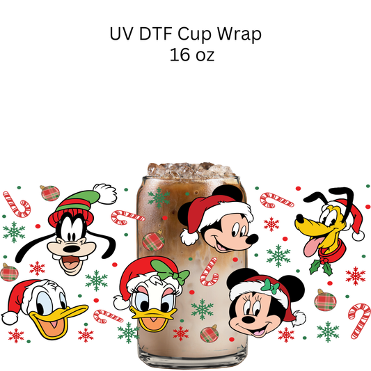 Mouse And Friends Christmas Faces UV DTF Cup Wrap