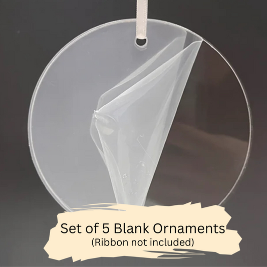 Blank Clear Acrylic Ornaments Set of 5