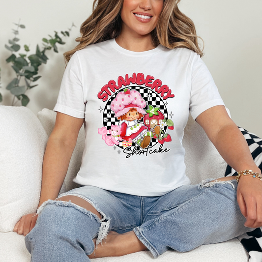 Checkered Strawberry Girl Dtf Transfer