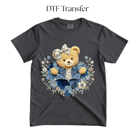 Bear Jeans Heart DTF Transfer