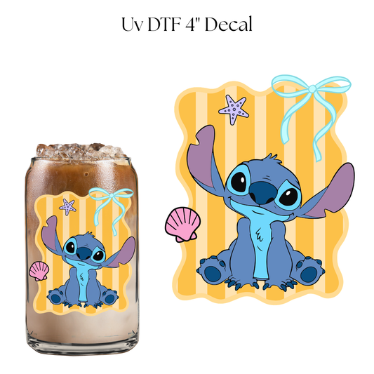 Blue Alien Yellow 4” UV DTF Cup Decal