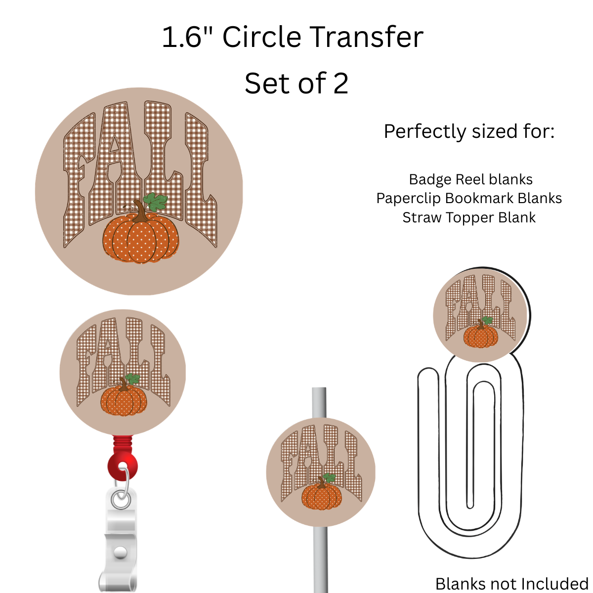 Fall Brown Checkered  1.6” UV DTF Transfer Set of 2