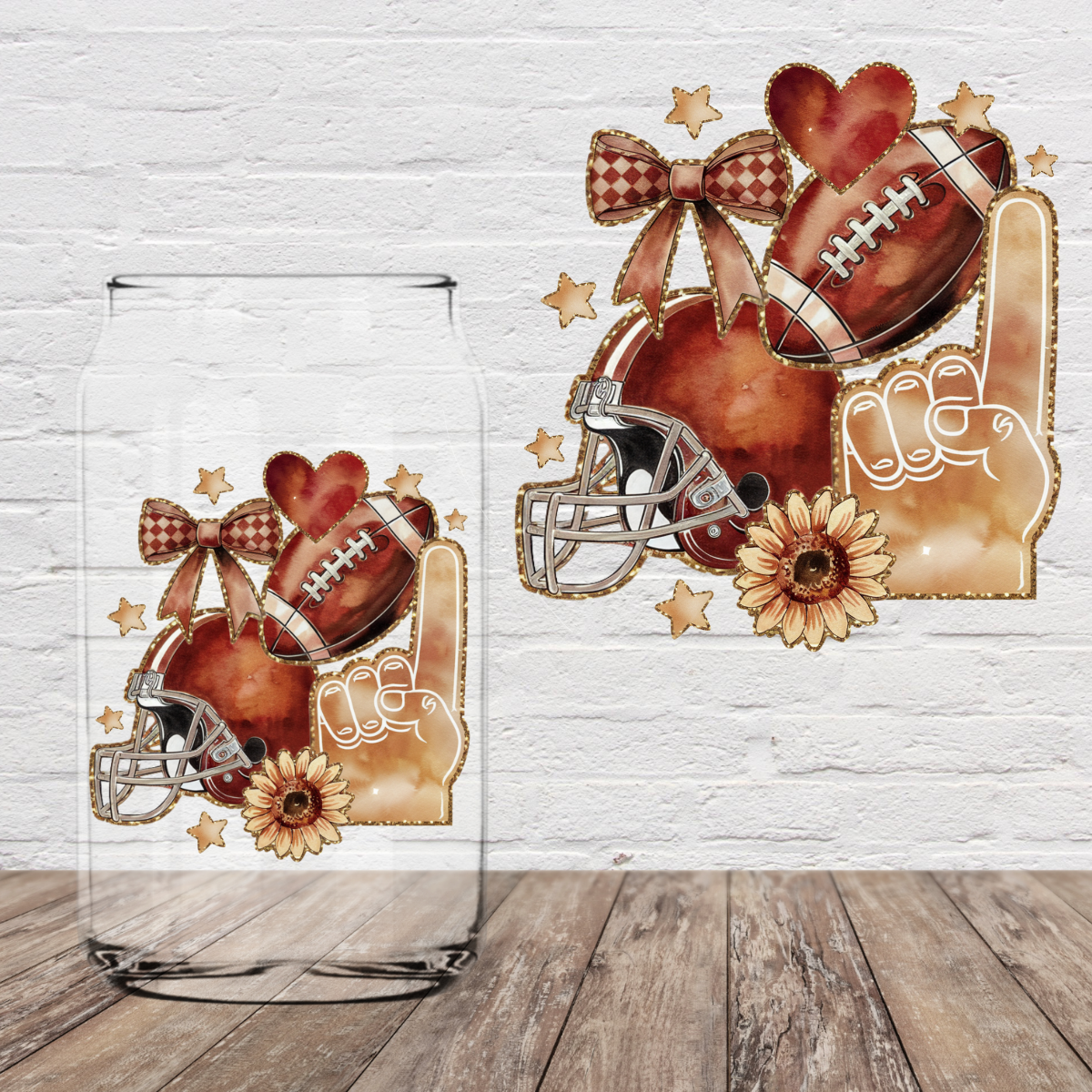 Glitter Football 4" UV DTF
