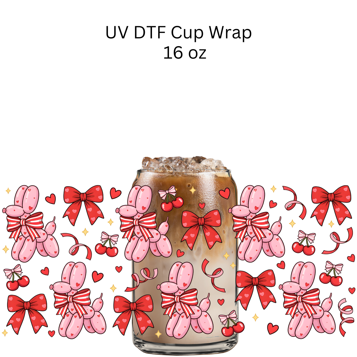 Valentine Balloon Dogs UV DTF Cup Wrap
