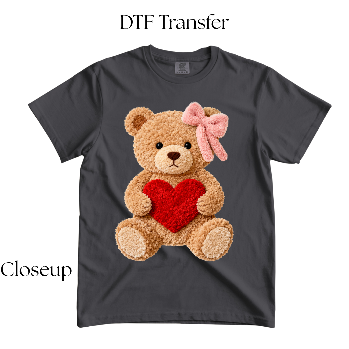 Bear Heart Faux Yarn DTF Transfer