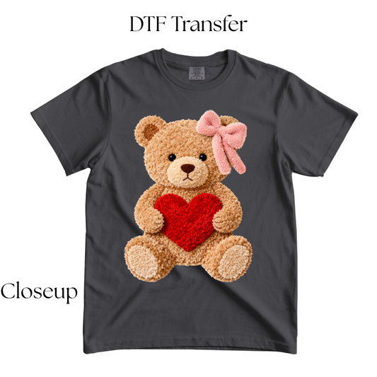 Bear Heart Faux Yarn DTF Transfer