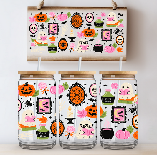 Ghosties Pink and Black UV DTF Cup Wrap
