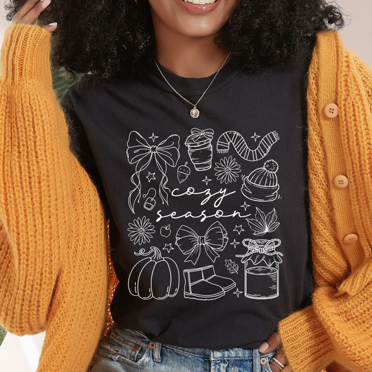 Cozy Season White Single Color DTF Transfer