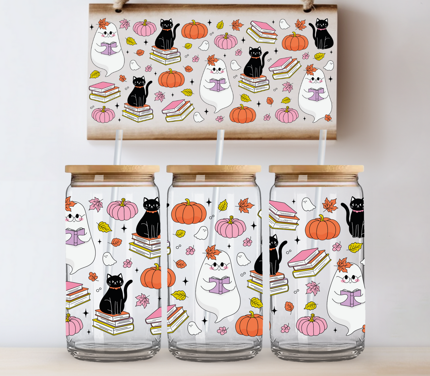 Ghostie Reading UV DTF Cup Wrap