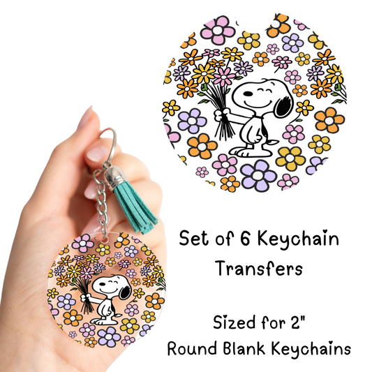Floral Snoop Round Keychain Transfer