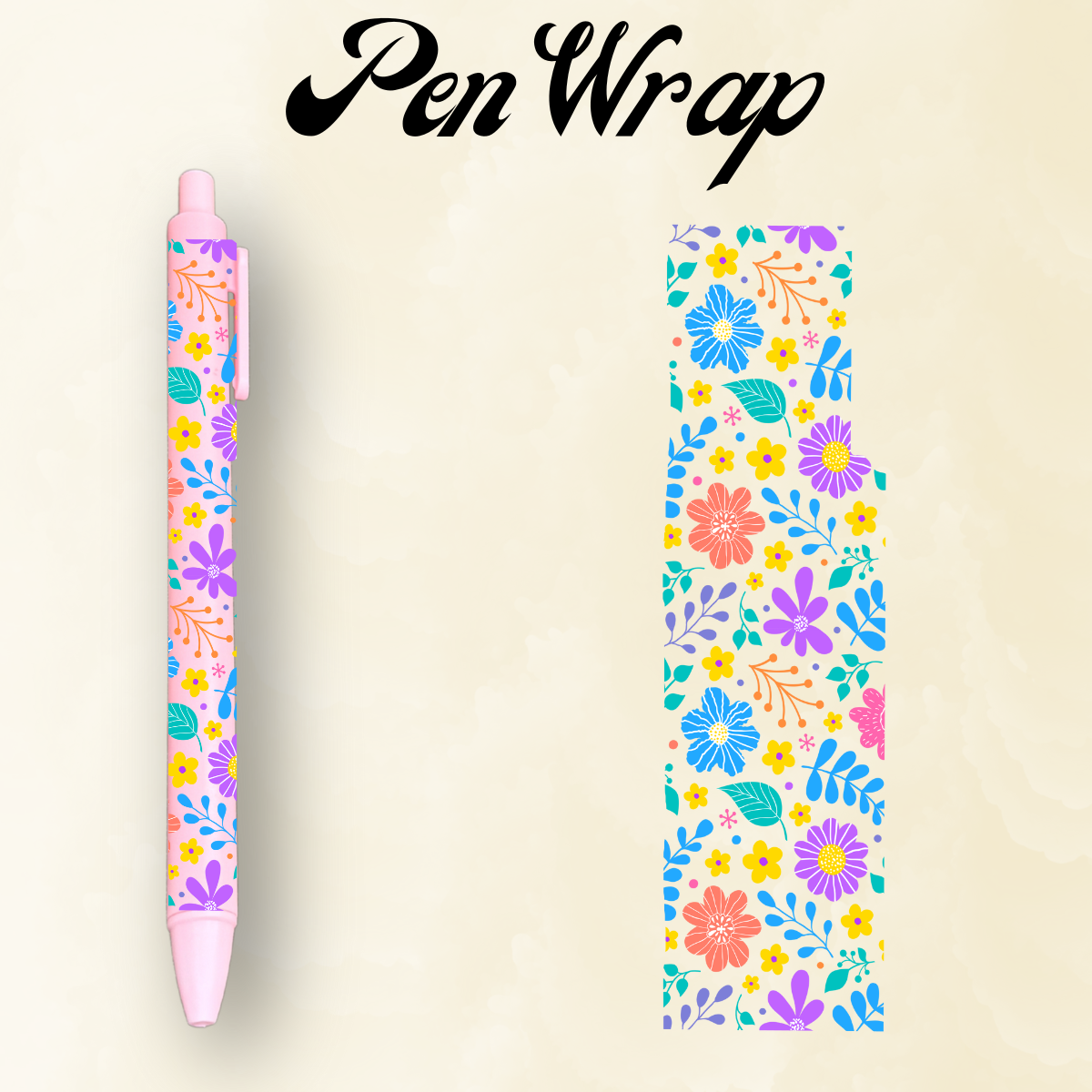 Bright Floral Wrap For Ballpoint Pen UV DTF